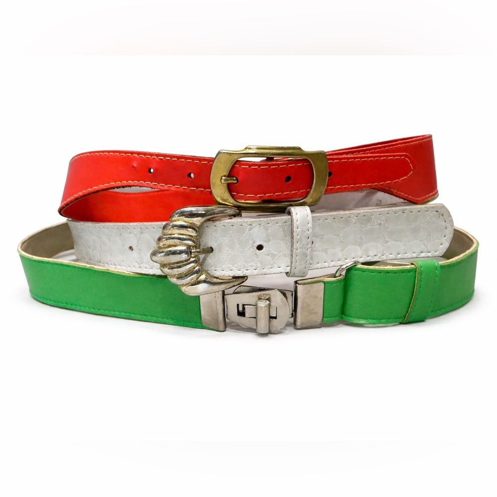 Vintage Belt Lot – 3 Statement Belts | Size Medium | Retro Color Block